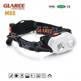 GLAREE M60 Double LED lights CREE-XRE-Q4-5B WARM LIGHT + CREE-XRE-Q5-WC Cold white light search rescue Headlamp -White