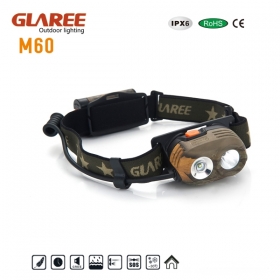 GLAREE M60 Double LED lights CREE-XRE-Q4-5B WARM LIGHT + CREE-XRE-Q5-WC Cold white light Search&Rescue Headlamps - Camouflage