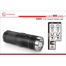 Sunwayman D40A Compact Flashlight Torch 980 Lumens 9 MODE XM-L2 LED tactical flashlight