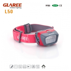 GLAREE L50 5 x 18000MCD Taiwan super bright LED Lightweight multipurpose mini portable headlamps -red