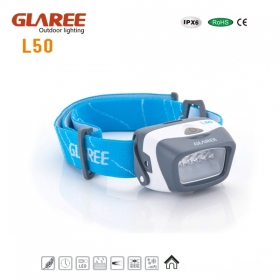 GLAREE L50 5x18000MCD Taiwan super bright LED Lightweight multipurpose mini portable headlamps -White