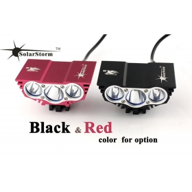 Solarstorm X3 2200 Lumens 3xCREE XML U2 4 mode LED Front Bike Bicycle Ligh-Black-red