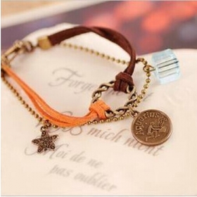 Twelve constellation bracelet restoring ancient way Colorful bracelets bangles Leather Bracelet suede leather rope Women Jewelry