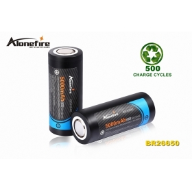 AloneFire BR26650 Newly Designed Rechargeable Li-ion 5000mAh 3.7v 26650 Battery -2pc