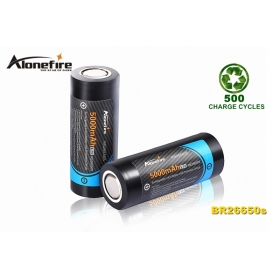 AloneFire BR26650s Newly Designed Rechargeable Li-ion 5000mAh 3.7v 26650 protection Battery -2pc