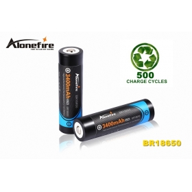 AloneFire BR18650 Newly Designed 18650 3400mAh 3.7v Rechargeable Li-ion Battery -2pc