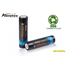 AloneFire BR18650s Newly Designed 18650 3400mAh 3.7v Protection Rechargeable Li-ion Battery -2pc