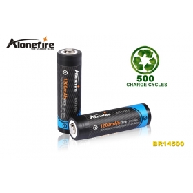 AloneFire BR14500 Newly Designed 14500/AA 1200mAh 3.7v Rechargeable Li-ion Battery -2pc