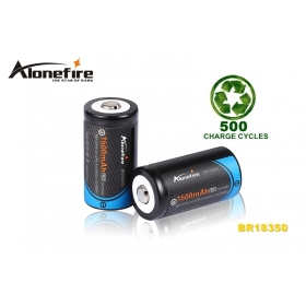 AloneFire BR18350 Newly Designed 18350 1500mAh 3.7v Rechargeable Li-ion Battery -2pc