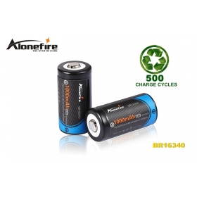 AloneFire BR16340 Newly Designed 16340/CR123A 1000mAh 3.6v Rechargeable Li-ion Battery -2pc