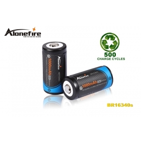 AloneFire BR16340s Newly Designed 16340/CR123A 1000mAh 3.6v Protection Rechargeable Li-ion Battery -2pc