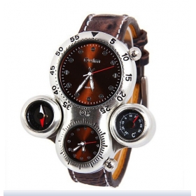 1PC Oulm military watches outdoor band compass multifunctional thermometer watches - 1149 Brown