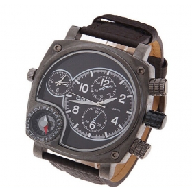 1PC Outdoor sports type with a compass watch Oulm fashion Men quartz watches - 9526 Black