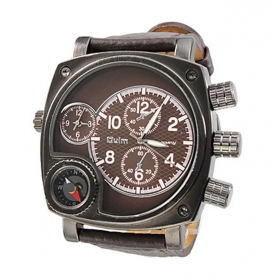 1PC Outdoor sports type with a compass watch Oulm fashion Men quartz watches - 9526 brown