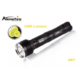 AloneFire AK7 3 x CREE XM-L U2 LED 5 mode High power flashlight torch With Extension tube