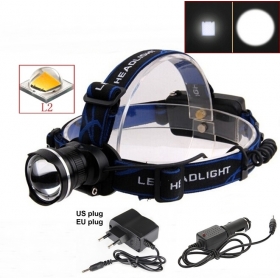 AloneFire HP87 Cree XM-L2 LED Zoom Headlight Headlamp With AC charger/car charger - black