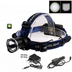 AloneFire HP87 Cree Xpe Q5 LED Zoom Headlight Head lamp With AC charger/car charger -black