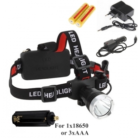 AloneFire HP76 Cree XM-L T6 LED 1600LM cree led Headlamp for 1x18650 or 3xAAA+AC Charger/Car charger/2x18650 Battery