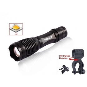 UltraFire E007 CREE XM-L2 2200Lumens cree led Torch Zoomable bicycle bike cree LED Flashlight Torch lamp For 3 x AAA or 1x18650 battery with bicycle light mounts clip