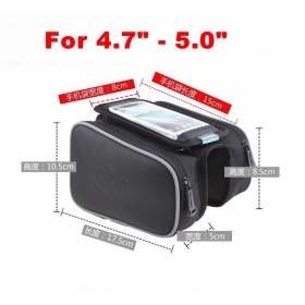ROSWHEEL 12813M 4.7-5.0in Bike Bicycle Cycle Cycling Frame Tube Panniers Waterproof Touchscreen Phone Case Front Frame Double Bag