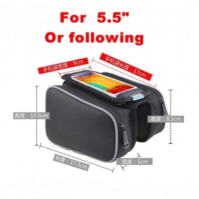 ROSWHEEL 12813L 5.50in Bike Bicycle Cycle Cycling Frame Tube Panniers Waterproof Touchscreen Phone Case Front Frame Double Bag