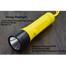 AloneFire D30 CREE XM-L T6 1200LM 2MODE Waterproof high lighting LED Diving flashlight 100M