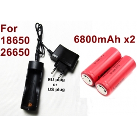 Intelligent Multipurpose 18650/26650 Universal charger with 2x26650 6800mAh High performance Rechargeable batteries