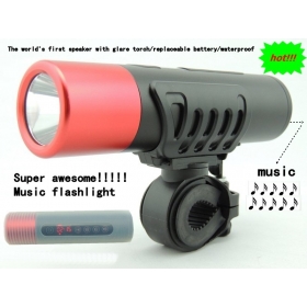 X7 Waterproof CREE LED Bike Light Bicycle Lamp + Flashlight Torch + Mini Sport Speaker MP3 Player FM Radio + Battery Charger