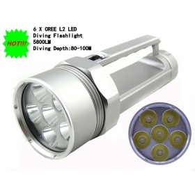 LusteFire DV800 diving torch 6 x Cree XM-L2 U2 Stepless Dimming 5800Lumens Diving Flashlight Torch 4 x 18650 flashlight