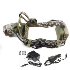 NEW! AloneFire HP07 Camouflage Headlight Cree XM-L T6 LED 2000LM led Headlamp light with AC charger/car charger for 1/2x18650 rechargeable battery