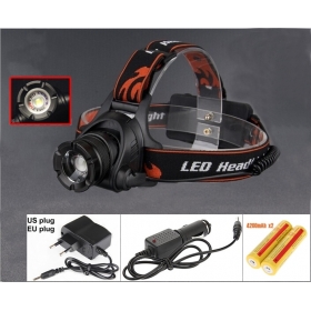 NEW! AloneFire HP78 Cree XM-L T6 LED 2000LM Zoom led Headlamp Headlight with 2 x18650 rechargeable battery/AC charger/car charger