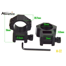 AloneFire M-02 Scope Barrel Mount 25mm Ring Adapter 20mm 21mm Weaver Picatinny Rail ( 1 pair ）