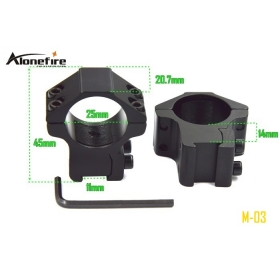 AloneFire M-03 25mm Ring 11mm rail Tactical flashlight mountScope/Laser Barrel bicycle Flashlight Mount ( 1 pair ）