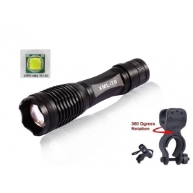 UltraFire E007 CREE XM-L T6 2000Lumens cree led Torch Zoomable bicycle bike cree LED Flashlight Torch lamp For 3 x AAA or 1x18650 battery with bicycle light mounts clip