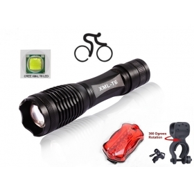 UltraFire E007 CREE XM-L T6 LED 2000Lumens Zoomable bicycle bike Cycling light Flashlight Torch lamp with clip/Tail lights