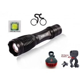UltraFire E007 CREE XM-L T6 LED 2000Lumens Zoomable bicycle bike Cycling light Flashlight Torch lamp with clip/Laser Tail lights