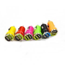 General Mini DC 12-24V 2.1A/ 1A Dual-USB Auto Car Charger Adapter for iPhone and Others(Assorted Colors)