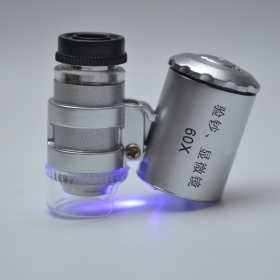 Mini Microscope Pocket 60x Magnifier Handheld Jeweler LED Lamp Light Loupe - X60