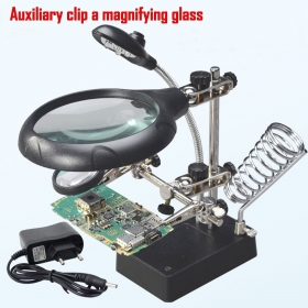 Repair Magnifier LED Light Tools 2.5x 7.5x 10x Magnification Lupa Magnifying Glass With 5 LED+Charger/AA Soldering Stand Lamp - T9C