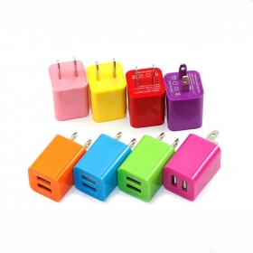 General 5V~1A/2.1A Dual-USB Mobile phone Charger Adapter for iPhone Samsung and Others(Assorted Colors)-USA