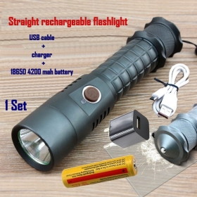 ALONEFIRE 1 Set Straight rechargeable Flashlight Self - defense, Cree XML XPE-Q5 Led Flashlight Torch Camping Lamps Usb cable+charger+18650 battery - X2