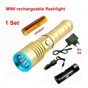 AloneFire 1Set CREE XML 3Mode LED flashlight charge long-range bright flashlight 1*4200MAH 18650 battery+charger+car charger - F21