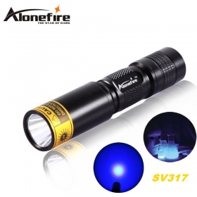 ALONEFIRE SV317 395nm UV flashlight ultraviolet light to detector lamp For 1 * AA / 14500 battery