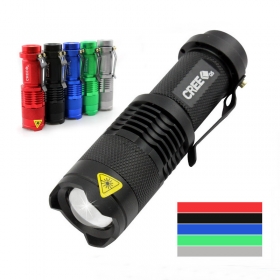SK68 CREE XPE Q5 LED 1 model Portable Mini Flashlight torches Adjustable Focus flash Light Lamp For AA or 14500