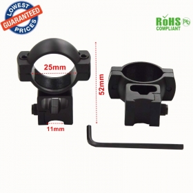 C799 Hunting Rifle 25mm Ring Scope Flashlight Mount Adaptor Clamp With 11mm Weave Picatinny Rail - 1Pair