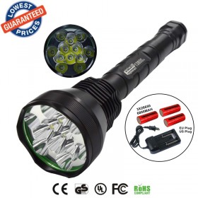 AloneFire HF12 13800 Lumen 12x XM-L 12T6 LED Flashlight tactical 18650 26650 Torch Light Lamp 12T6 linternas With battery / charger