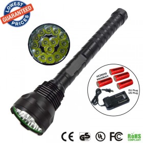 AloneFire HF15 18000 Lumen flashlight 15x CREE XM-L T6 LED Flashlight Torch15T6 Light Lamp with 4x26650 6800mAh battery+ Charger