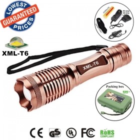 UltraFire E007 CREE XML-T6 2000lm Zoomable LED Flashlights Torch camping lamplights with rechargeable Battery/charger/holster