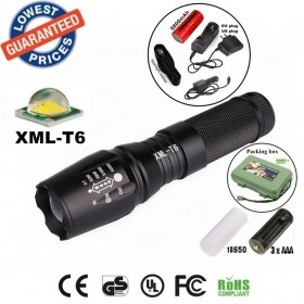 UltraFire E26 CREE XM-L T6 led 2000Lumens Zoomable LED Flashlights Torches lamplight with 26650 rechargeable Battery/charger/holster/box