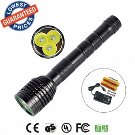 AloneFire HF3 3T6 Flashlight 5000LM 3x CREE XM-L XML T6 LED Flashlight18650 Battery Extendable High Power Torch + 18650 battery + charger